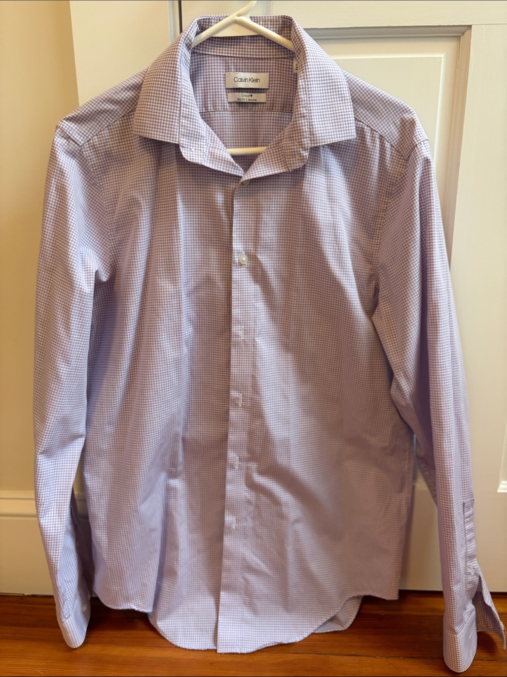 Calvin Klein Men's Light Lavender Mini-Check Dress Shirt